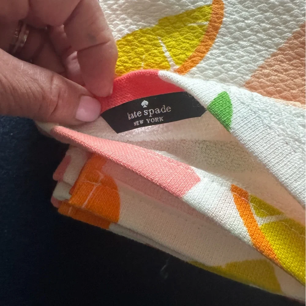 Kate Spade Colorful Fruit & drinks Print Towel-set of 2! 100% cotton FUN FUN FUN